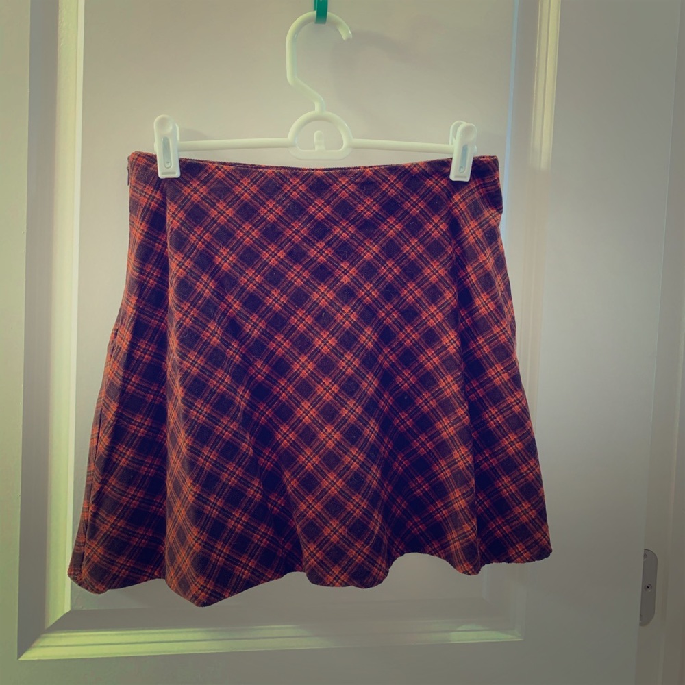 Vintage orange fall/winter plaid mini skirt